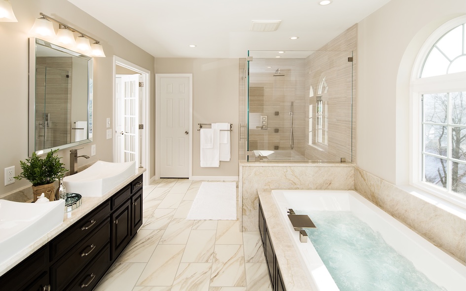 Bathroom with heated floor.